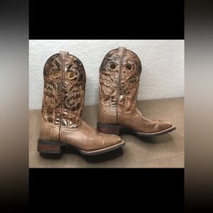 Laredo Kosar Men's Western Boots Brown Leather Cowboy Square Toe Size 9D (7944)